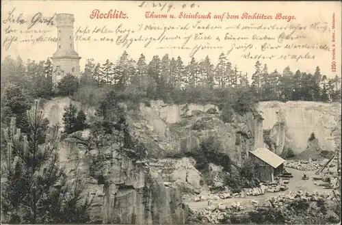 Rochlitz Sachsen Thurm und Steinbruch des Rochlitzer Berges Kat. Rochlitz