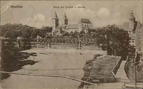 Rochlitz Sachsen Schloss mit Petrikirche und Muldenbruecke Kat. Rochlitz