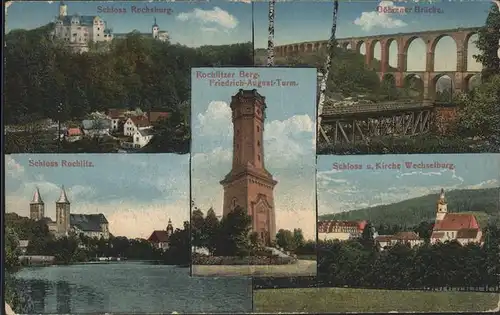 Rochlitz Sachsen Schloss Rochsburg Goehrener Bruecke Schloss Rochlitz Schloss und Kirche Wechselburg Friedr August Turm Kat. Rochlitz