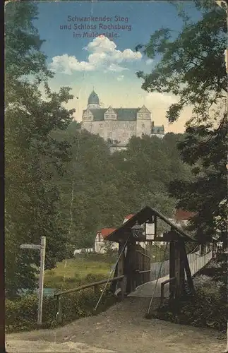 Rochsburg Schloss mit Mulde Haengebruecke Feldpost Kat. Lunzenau