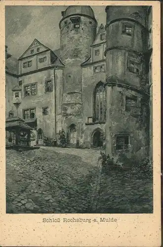 Rochsburg Schloss Innerer Hof mit Hungerturm Kat. Lunzenau