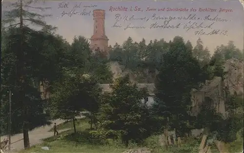 Rochlitz Sachsen Turm und Steinbrueche des Rochlitzer Berges Kat. Rochlitz