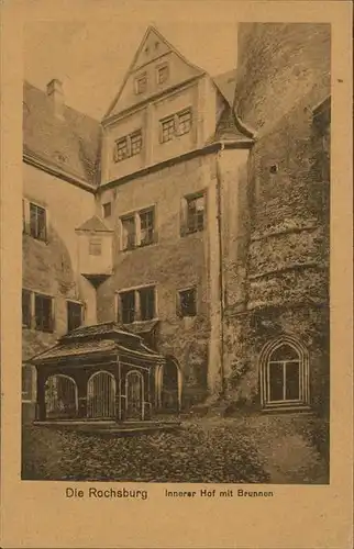 Rochsburg Schloss Innerer Hof mit Brunnen Kat. Lunzenau