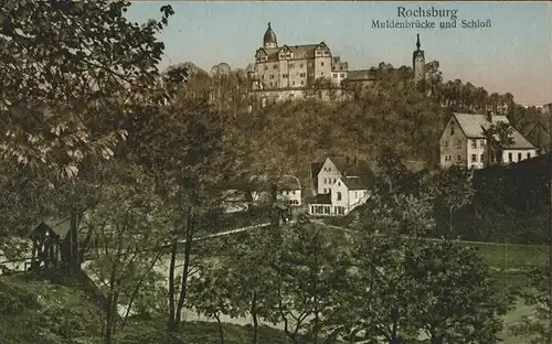Rochsburg Schloss mit Muldenbruecke Kat. Lunzenau