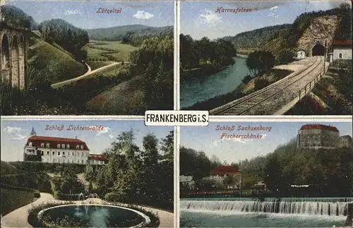 Frankenberg Sachsen Luetzeltal Harrasfelsen Schloss Lichtenwalde Schloss Sachsenburg Fischerschaenke Kat. Frankenberg Sachsen