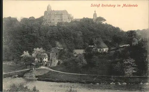 Rochsburg Schloss mit Mulde Haengebruecke Kat. Lunzenau