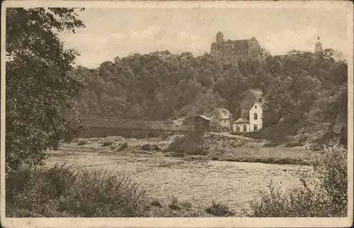 Rochsburg Schloss Mulde Haengebruecke Kat. Lunzenau