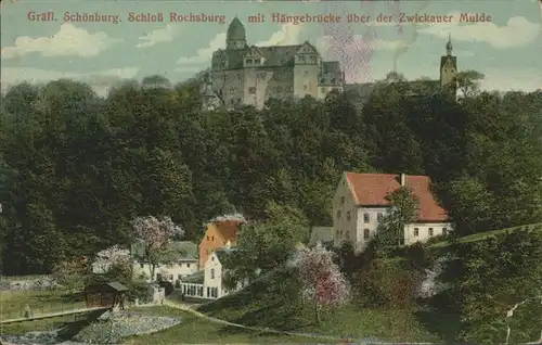 Rochsburg Graefl Schoenburger Schloss mit Mulde Haengebruecke Kat. Lunzenau