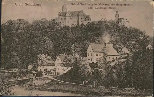 Rochsburg Graefl Schoenburger Schloss mit Mulde Haengebruecke Kat. Lunzenau