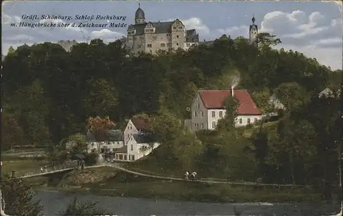 Rochsburg Graefl Schoenburger Schloss mit Mulde Haengebruecke Kat. Lunzenau