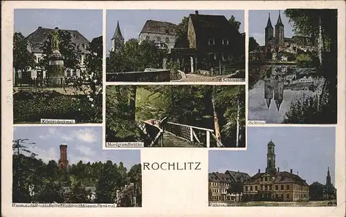 Rochlitz Sachsen Kriegerdenkmal Mordgrundbruecke Schloss Aussichtturm Rathaus Kat. Rochlitz