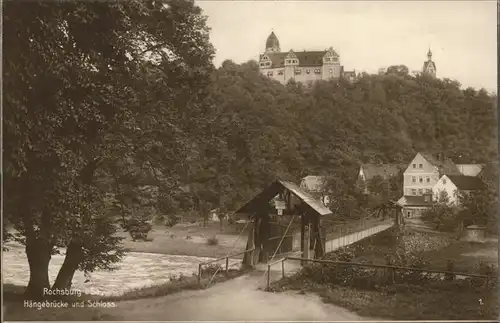 Rochsburg Haengebruecke und Schloss Kat. Lunzenau