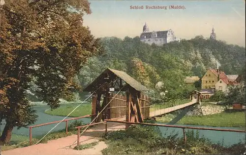 Rochsburg Schloss mit Haengebruecke Kat. Lunzenau