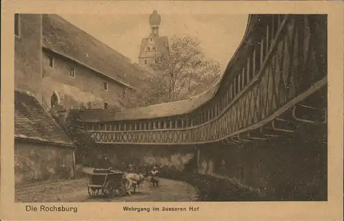 Rochsburg Schloss Pferdewagen Wehrgang im aeusseren Hof Kat. Lunzenau