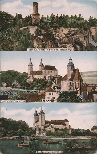 Rochlitz Sachsen Turm und Steinbrueche des Rochlitzer Berges Schloss mit Petrikirche Kat. Rochlitz
