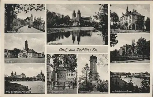 Rochlitz Sachsen Petrikirche Schloss Wehr Kriegerdenkmal Friedrich August Turm Mutschmann Bruecke Werkschule Kat. Rochlitz