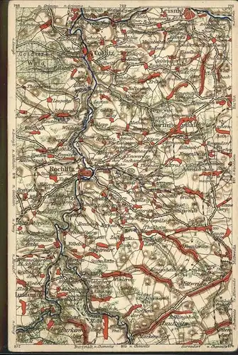 Rochlitz Sachsen und Umgebung Gebietskarte Kat. Rochlitz