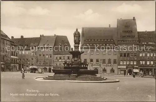 Freiberg Sachsen Markt mit Denkmal Otto Reiche Kat. Freiberg