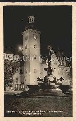 Freiberg Sachsen Rathaus u.Denkmal Otto der Reiche Kat. Freiberg
