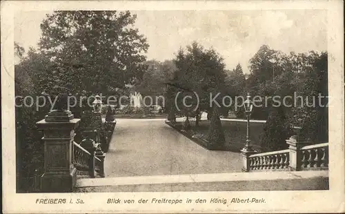 Freiberg Sachsen Blick von der Freitreppe in den Koenig Albert Park Kat. Freiberg