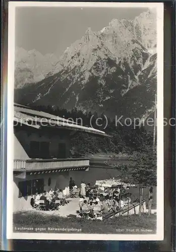 Lautersee Mittenwald mit Ausflugsterrasse Kat. Mittenwald