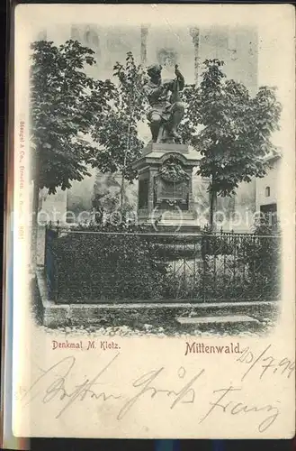 Mittenwald Bayern Denkmal Mathias Klotz Kat. Mittenwald