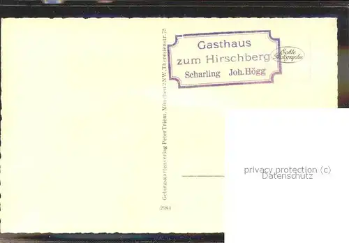 Scharling Waging See Gasthaus zum Hirschberg Kat. Wonneberg