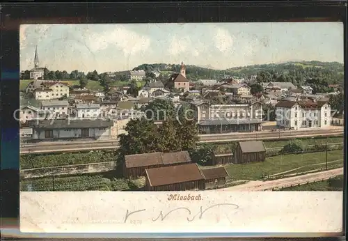 Miesbach mit Bahnhofsgelaende Kat. Miesbach