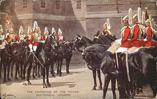London Changing of the Guard Kuenstlerkarte Pferde Kat. City of London