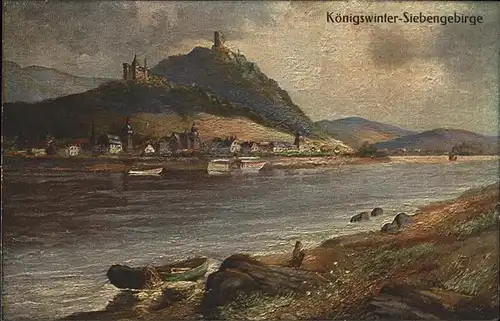 Koenigswinter Rhein Drachenfels Siebengebirge Kuenstlerkarte Kat. Koenigswinter