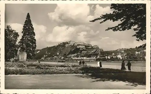 Koblenz Rhein Festung Ehrenbreitstein mit Rheinanlagen Kat. Koblenz