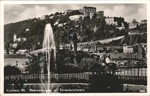 Koblenz Rhein Rheinanlage mit Ehrenbreistein Kat. Koblenz