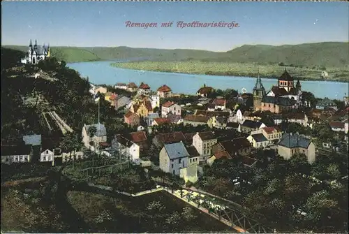 Remagen Panorama mit Apollinariskirche Rhein Kat. Remagen