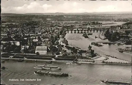 Koblenz Rhein Deutsches Eck Schiffe Rhein Denkmal Kaiser Wilhelm Kat. Koblenz