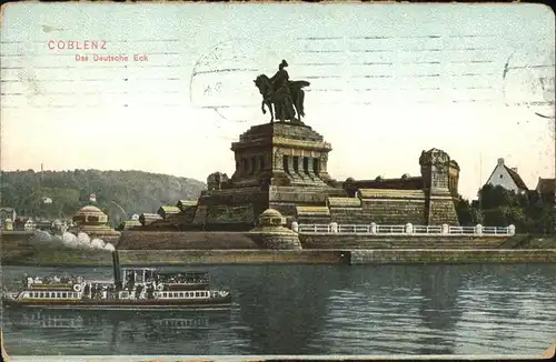 Koblenz Rhein Deutsches Eck Schiffe Rhein Denkmal Kaiser Wilhelm Kat. Koblenz