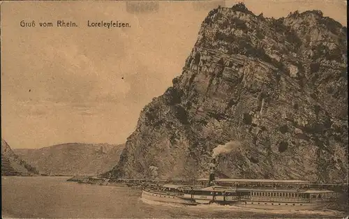 Loreley Lorelei Felsen Rhein Schiff Kat. Sankt Goarshausen