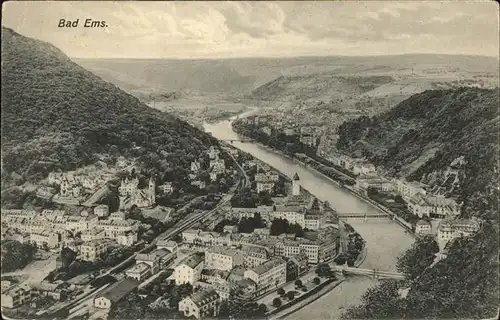 Bad Ems Panorama am Fluss Kat. Bad Ems