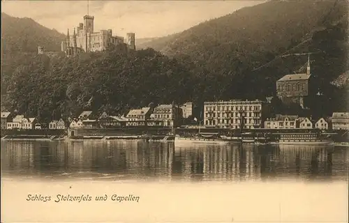 Koblenz Rhein Rheinpanorama mit Schloss Stolzenfels und Capellen Kat. Koblenz