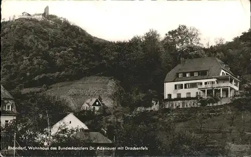 Rhoendorf Wohnhaus Bundeskanzler Adenauer mit Drachenfels  Kat. Bad Honnef