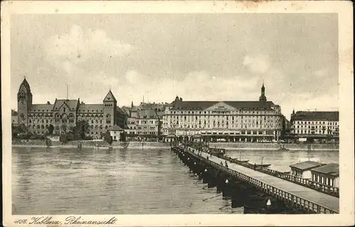 Koblenz Rhein Rheinpanorama mit Schiffsbruecke Kat. Koblenz