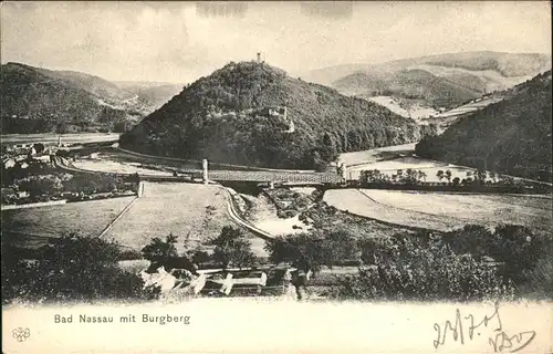 Nassau Lahn Panorama mit Burgberg / Nassau /Rhein-Lahn-Kreis LKR