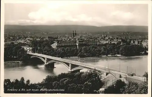Koblenz Rhein Rheinpanorama mit neuer Pfaffendorfbruecke Kat. Koblenz