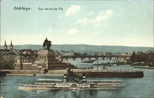 Koblenz Rhein Deutsches Eck Kaiser Wilhelm Denkmal Schiff Kat. Koblenz