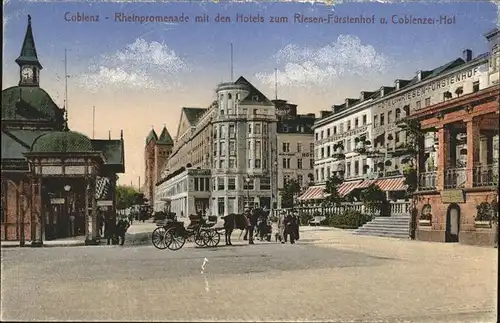 Koblenz Rhein Rheinpromenade Hotel "Riesen Fuerstenhof" "Coblenzer Hof" Kat. Koblenz