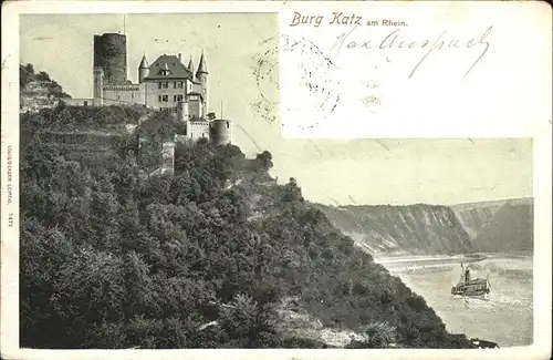 Lahnstein Rheinpanorama mit Burg Katz Kat. Lahnstein