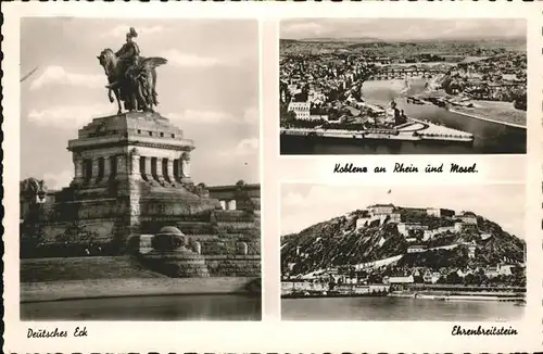 Koblenz Rhein Deutsches Eck Kaiser Wilhelm Denkmal Ehrenbreitstein Kat. Koblenz