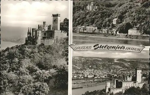 Koblenz Rhein Rheinpanorama mit Burg Stolzenfels Kat. Koblenz