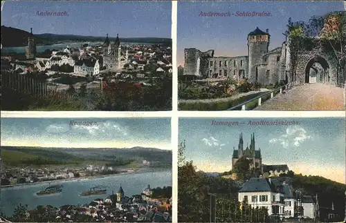 Andernach Schlossruine Remagen Apollinariskirche Rheinpanorama Kat. Andernach