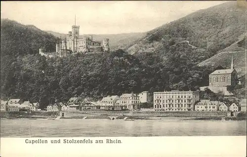 Koblenz Rhein Rheinpanorama mit Stolzenfels und Capellen Kat. Koblenz