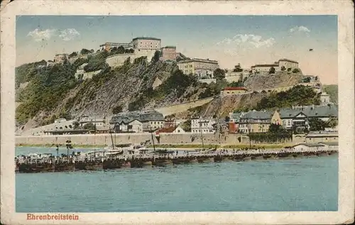 Koblenz Rhein Rheinpanorama mit Ehrenbreitstein Schiffsbruecke Kat. Koblenz